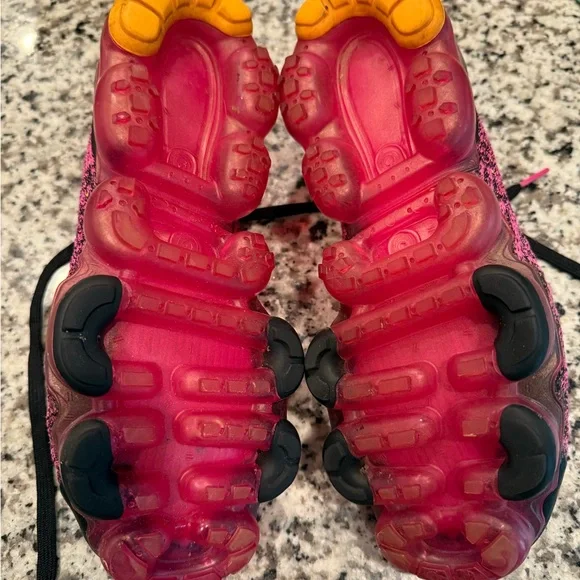 Nike Black and Pink Knit Sneakers with Yellow Accents - Picture 5 of 10